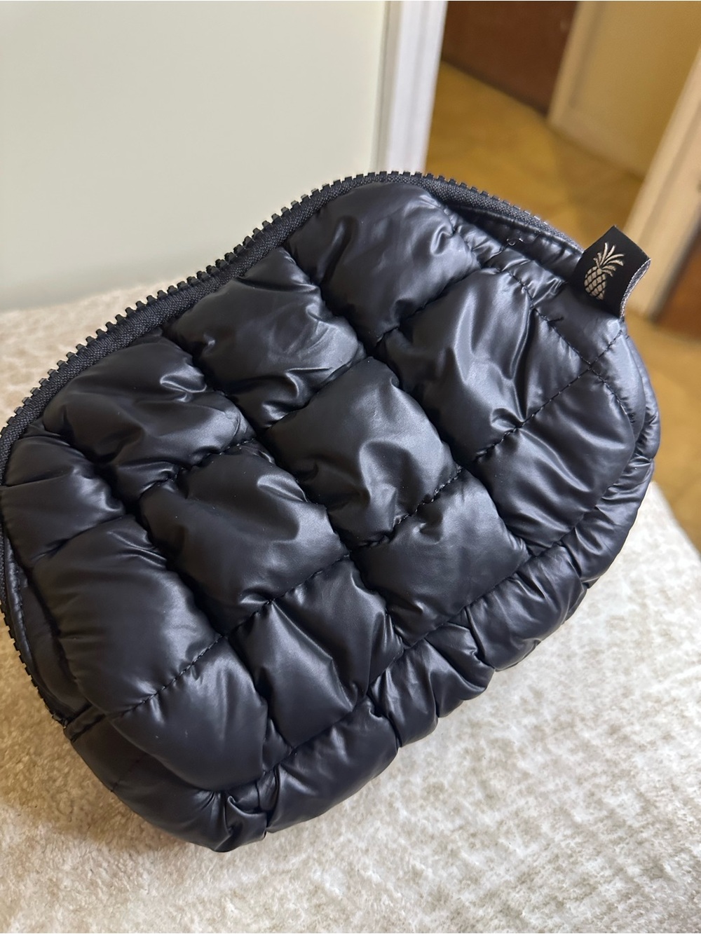 Quilted Black Puffer Beltbag